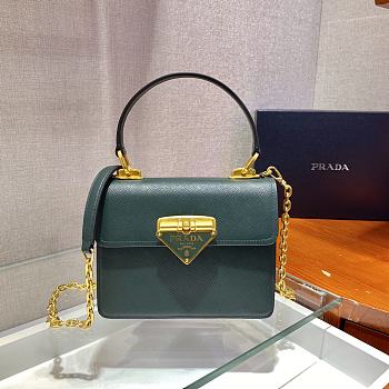 Prada Handbag Dark Green 1BD021 Size 20 x 17 x 8.5 cm