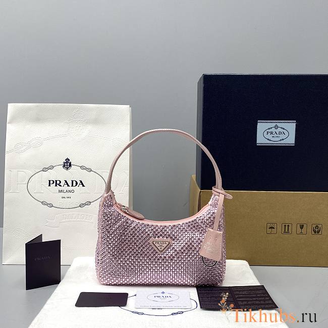 Prada Hobo Underarm Bag Pink 6641 Size 22 x 12 x 6 cm - 1