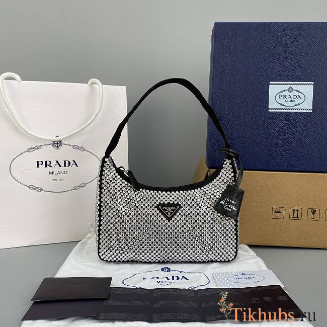 Prada Hobo Underarm Bag Black 6641 Size 22 x 12 x 6 cm - 1