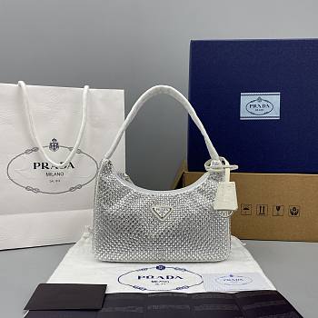 Prada Hobo Underarm Bag White 6641 Size 22 x 12 x 6 cm