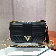 Prada Embroidered Calfskin Black 1BD108 Size 24 x 14 x 6 cm - 4