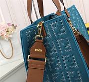 Fendi Canvas Hollow Embroidery Blue F0608 Size 38 x 34 x 20 cm - 3