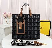 Fendi Canvas Hollow Embroidery Black F0608 Size 38 x 34 x 20 cm - 1