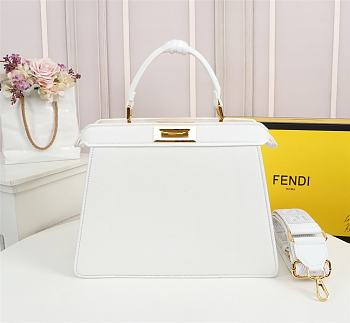 Fendi Handbag White F516 Size 33 cm