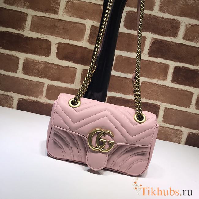 Gucci Shoulder GG Marmont Mini Light Pink 446744 23 x 13 x 6 cm - 1