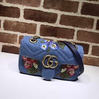 Gucci Shoulder GG Marmont Mini Flower Cowboy 446744 23 x 13 x 6 cm