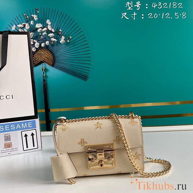 GUCCI Padlock Bee Star Small Shoulder Bag Beige 432182 Size 20 x 12.5 x 8 cm - 1