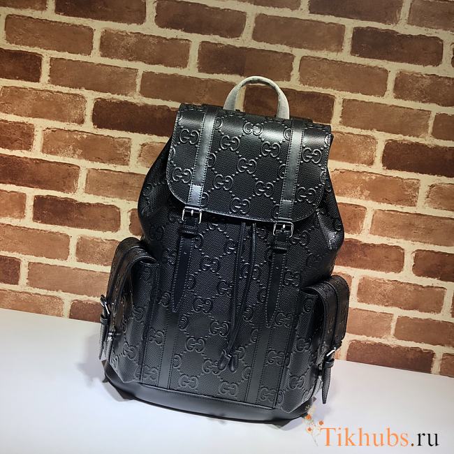 GG Embossed Backpack In Black Leather Black 625770 Size 34 x 41 x 12 cm - 1