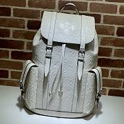 GG Embossed Backpack In Black Leather White 625770 Size 34 x 41 x 12 cm - 1