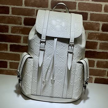 GG Embossed Backpack In Black Leather White 625770 Size 34 x 41 x 12 cm