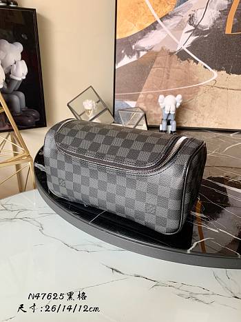 LV Toiletry Pouch Damier Graphite Canvas N47625 Size 26 x 14 x 12 cm