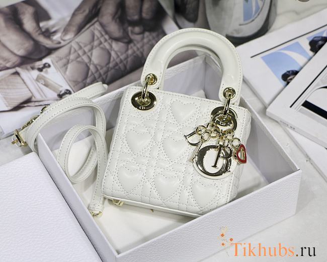 Dior Lady Mini White M6009 Size 12 x 10 x 5 cm - 1