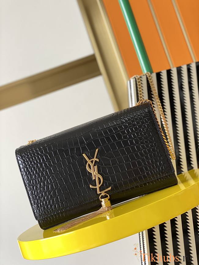 YSL Kate Crocodile Black 354119 Size 24 x 14.5 x 5.5 cm - 1