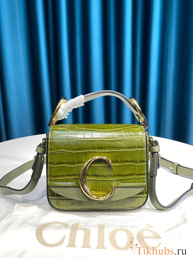 Chloe Mini C Bag In Green 6030 Size 16.5 x 5 x 14 cm - 1