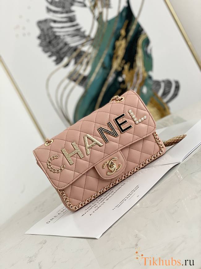 Chanel Flap Bag CC LOGO Pink 9913 Size 23 x 14 x 7 cm - 1