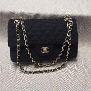 Chanel Flap Bag 01112 Woolen Linen Fabric Size 26 cm - 3