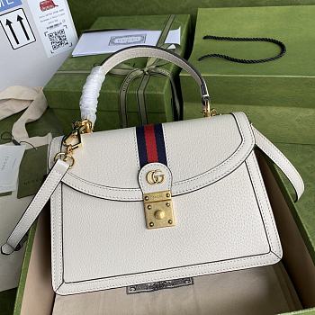 Gucci GG Ophidia Handbag White Leather 651055 Size 25 x 17.5 x 7 cm