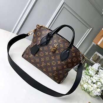 LV Original Monogram Flower Zipped Tote BB Black M44351 Size 29 x 24 x 14 cm