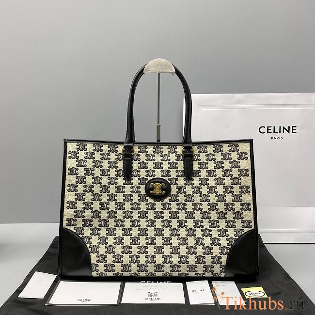 Celine Tote Bag Embroidered Black 60117 Size 43 x 31 x 15 cm - 1