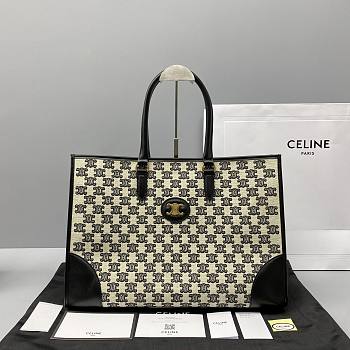 Celine Tote Bag Embroidered Black 60117 Size 43 x 31 x 15 cm