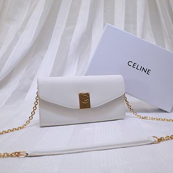 Celine Smooth Calfskin Chain Wallet 0177 Size 19 x 9 cm