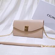 Celine Smooth Calfskin Chain Wallet Beige 0177 Size 19 x 9 cm - 1