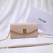 Celine Smooth Calfskin Chain Wallet Beige 0177 Size 19 x 9 cm - 6