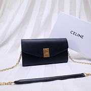 Celine Smooth Calfskin Chain Wallet Black 0177 Size 19 x 9 cm - 1