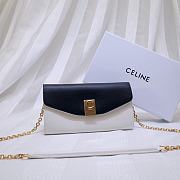 Celine Smooth Calfskin Chain Wallet Black/White 0177 Size 19 x 9 cm - 1