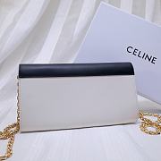 Celine Smooth Calfskin Chain Wallet Black/White 0177 Size 19 x 9 cm - 2