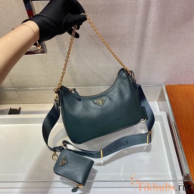 Prada Nylon Hobo Hand-Carried/Underarm Bag Green 1BH204 Size 22 x 12 x 6 cm - 1