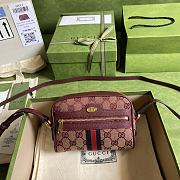 Gucci Ophidia Mini Bag With Web In Burgundy GG Canvas 517350 Size 17.5 x 17 x 5.5 cm - 1