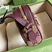 Gucci Ophidia Mini Bag With Web In Burgundy GG Canvas 517350 Size 17.5 x 17 x 5.5 cm - 5