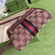 Gucci Ophidia Mini Bag With Web In Burgundy GG Canvas 517350 Size 17.5 x 17 x 5.5 cm - 4