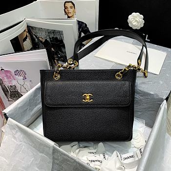 Chanel Vintage Shopping Bag Black 6706 Size 26 x 10.5 x 22 cm