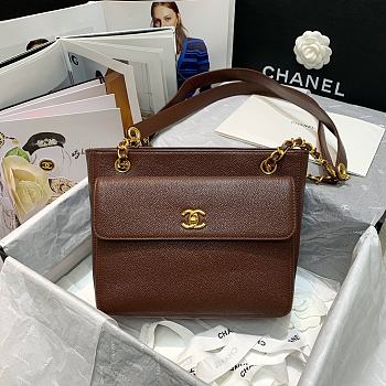 Chanel Vintage Shopping Bag Brown 6706 Size 26 x 10.5 x 22 cm