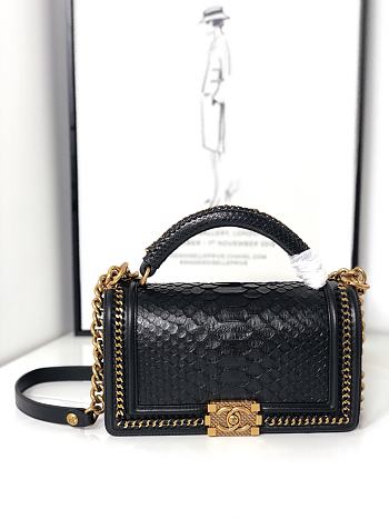 Chanel Python Skin Black 94804 Size 25 cm