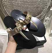 Gucci New Ladies Sandals Black Gold Belt  - 2