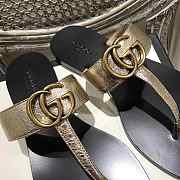 Gucci New Ladies Sandals Black Gold Belt  - 3