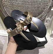 Gucci New Ladies Sandals Black Gold Belt  - 5