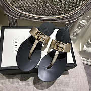 Gucci New Ladies Sandals Black Gold Belt  - 6