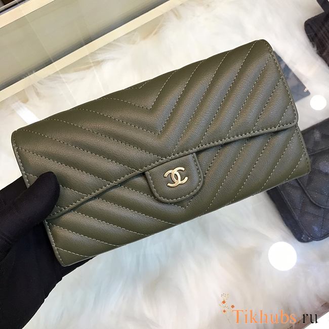 Chanel Leboy Long Wallet Green 80758 Size 10.5 x 19 x 3 cm - 1