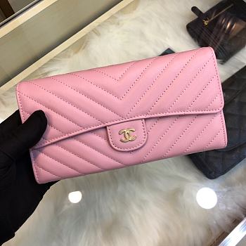 Chanel Leboy Long Wallet Pink 80758 Size 10.5 x 19 x 3 cm