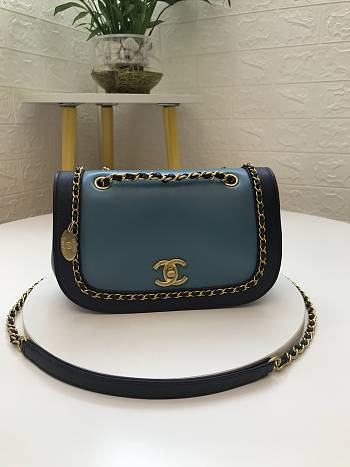 Chanel Dumpling Bag Blue AS0371 Size 22 x 7 x 15 cm