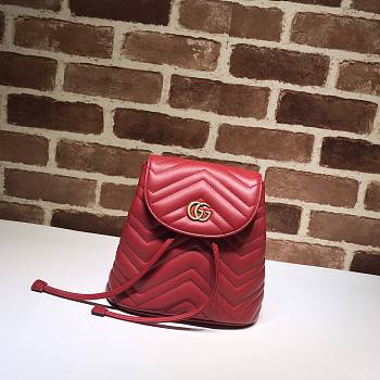 Gucci GG Marmont Matelassé Backpack Red 528129 Size 19 x 18.5 x 10 cm