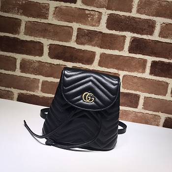 Gucci GG Marmont Matelassé Backpack Black 528129 Size 19 x 18.5 x 10 cm