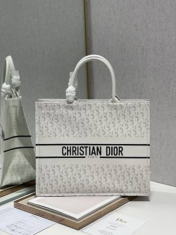 Dior Book Tote Shopping Bag Punching White 1286 Size 41 x 32 cm