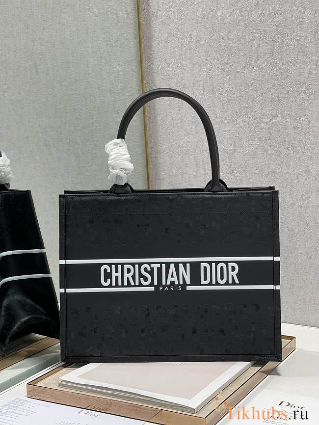 Dior Book Tote Shopping Bag Punching Black 1287 Size 36 × 28 cm - 1
