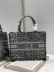 Dior Book Tote Shopping Bag Gray Leopard Trumpet 1287 Size 36 × 28 cm - 1