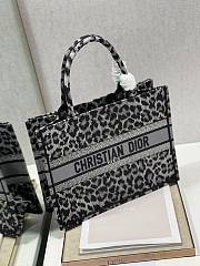 Dior Book Tote Shopping Bag Gray Leopard Trumpet 1287 Size 36 × 28 cm - 4